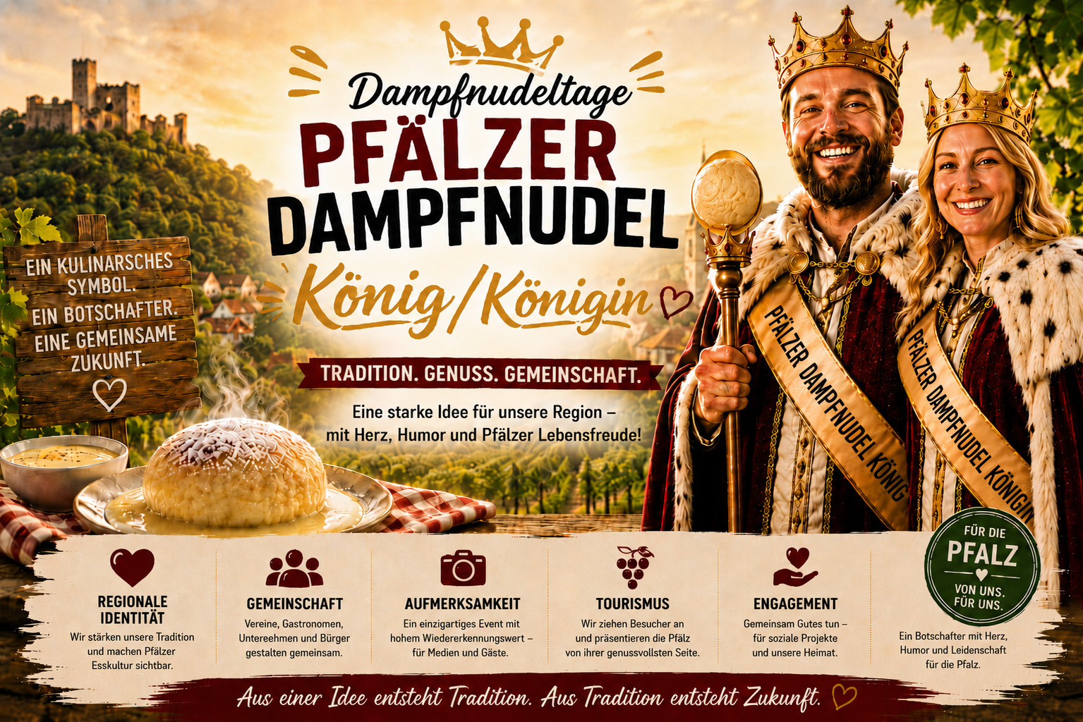 Dampfnudeltage mit Krönung des Pfälzer Dampfnudelkönigs / der Pfälzer Dampfnudelkönigin
