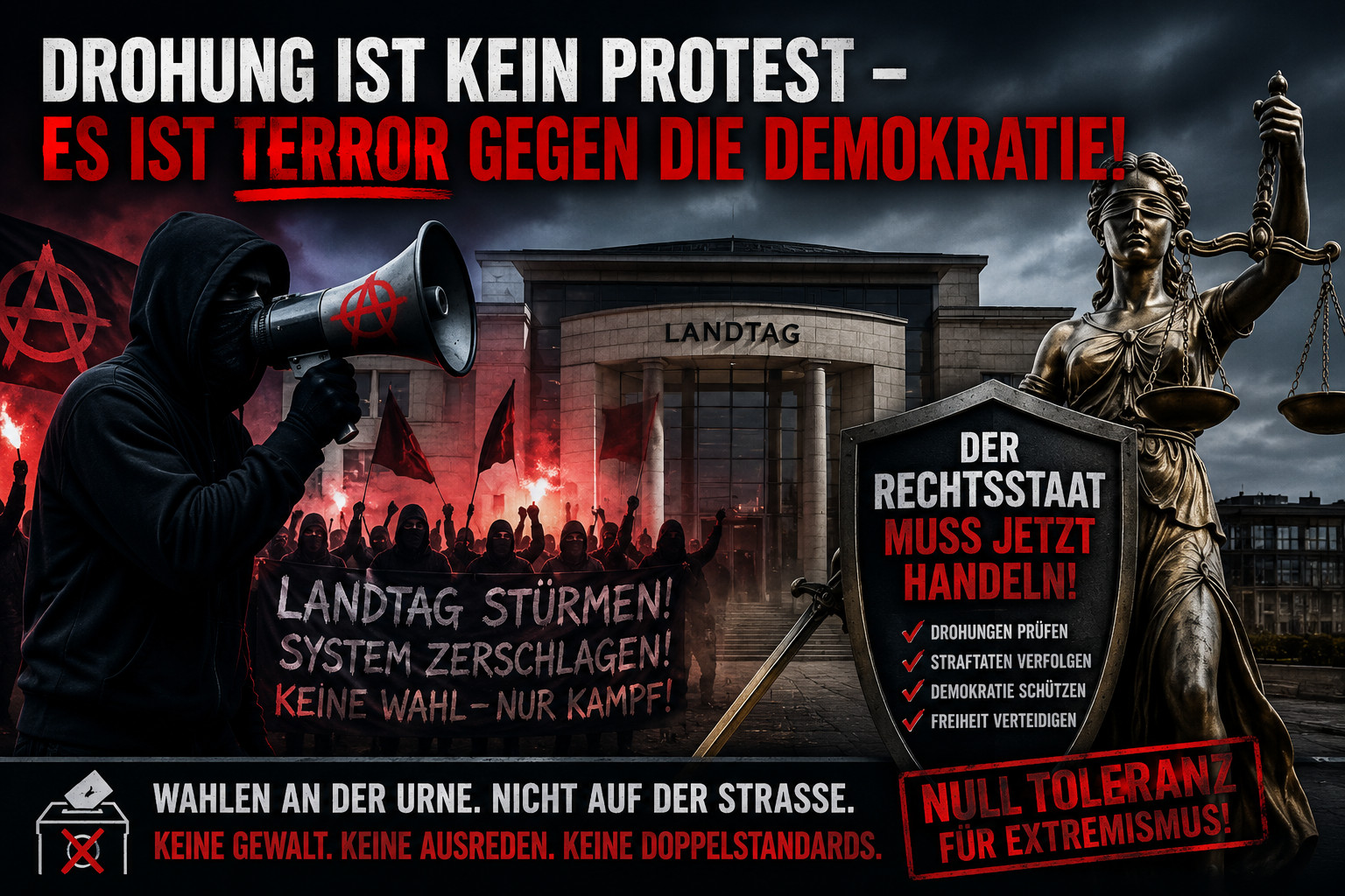 Antifa-Drohung gegen den Landtag