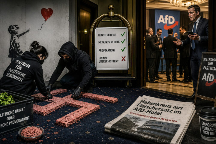 AfD-Hotel und Fleischersatz-Hakenkreuz: Kritik an Aktion des Zentrums für Politische Schönheit wächst
