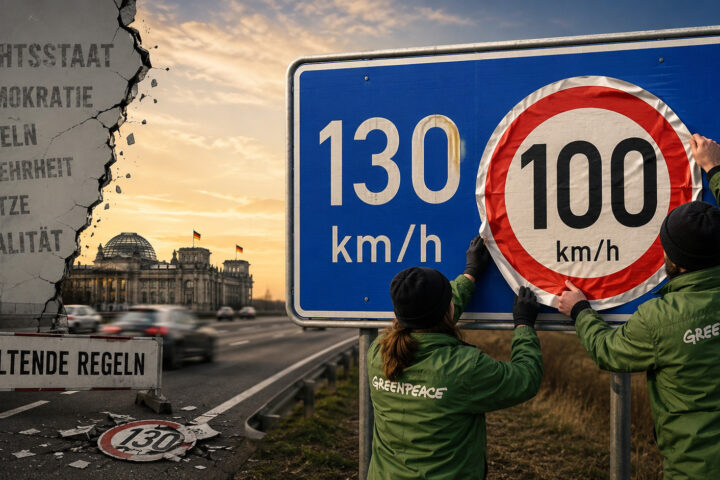 Greenpeace überklebt Autobahnschilder: Wenn Aktivismus die Realität ersetzt