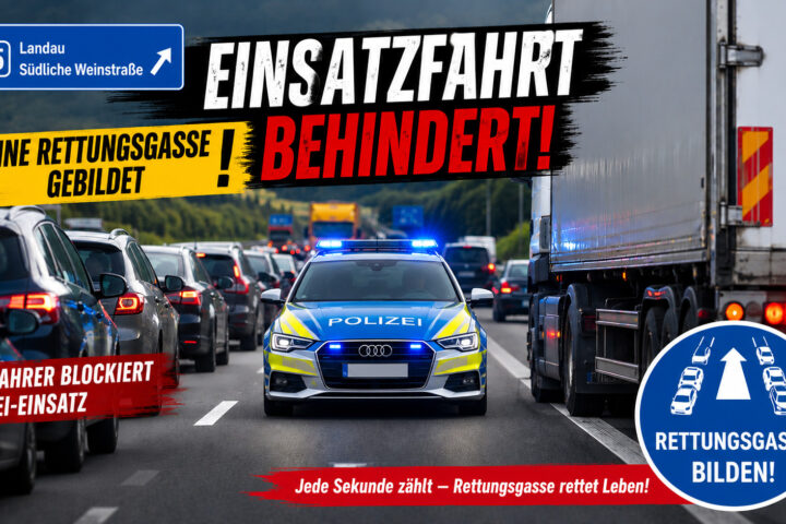 A65 bei Landau: Lkw-Fahrer behindert Polizeieinsatz – Keine Rettungsgasse gebildet