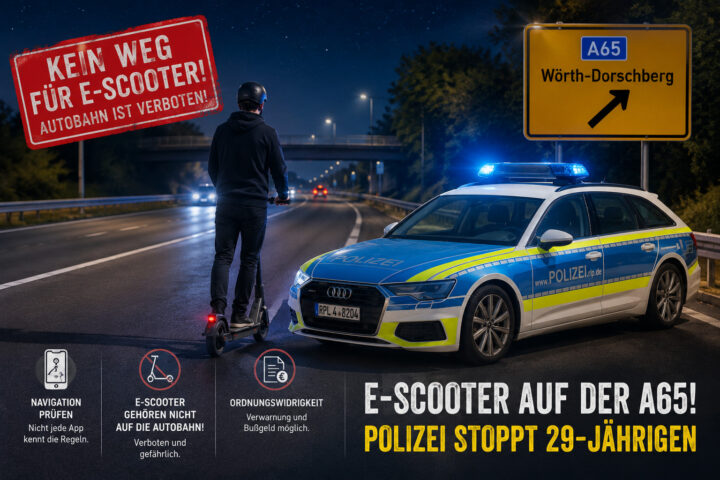 E-Scooter auf der A65 unterwegs