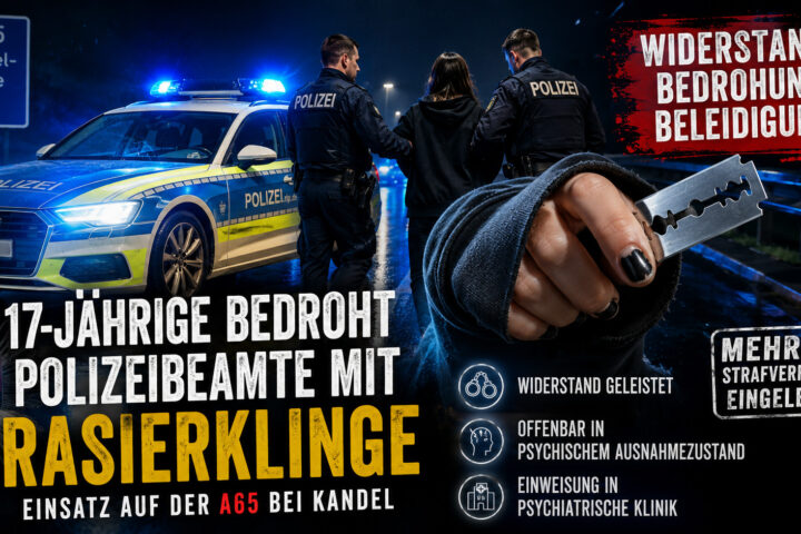 17-Jährige bedroht Polizisten mit Rasierklinge auf der A65 bei Kandel