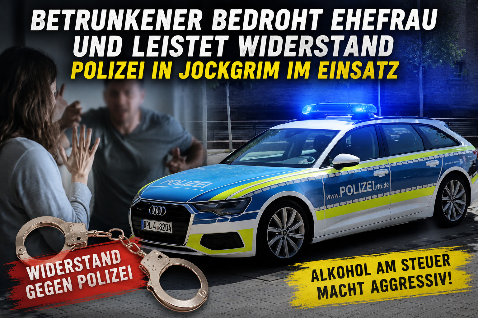 Betrunkener bedroht Ehefrau und leistet Widerstand