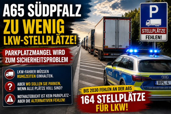 A65 Südpfalz: Lkw-Stellplätze fehlen – Parkplatzmangel wird zum Sicherheitsproblem