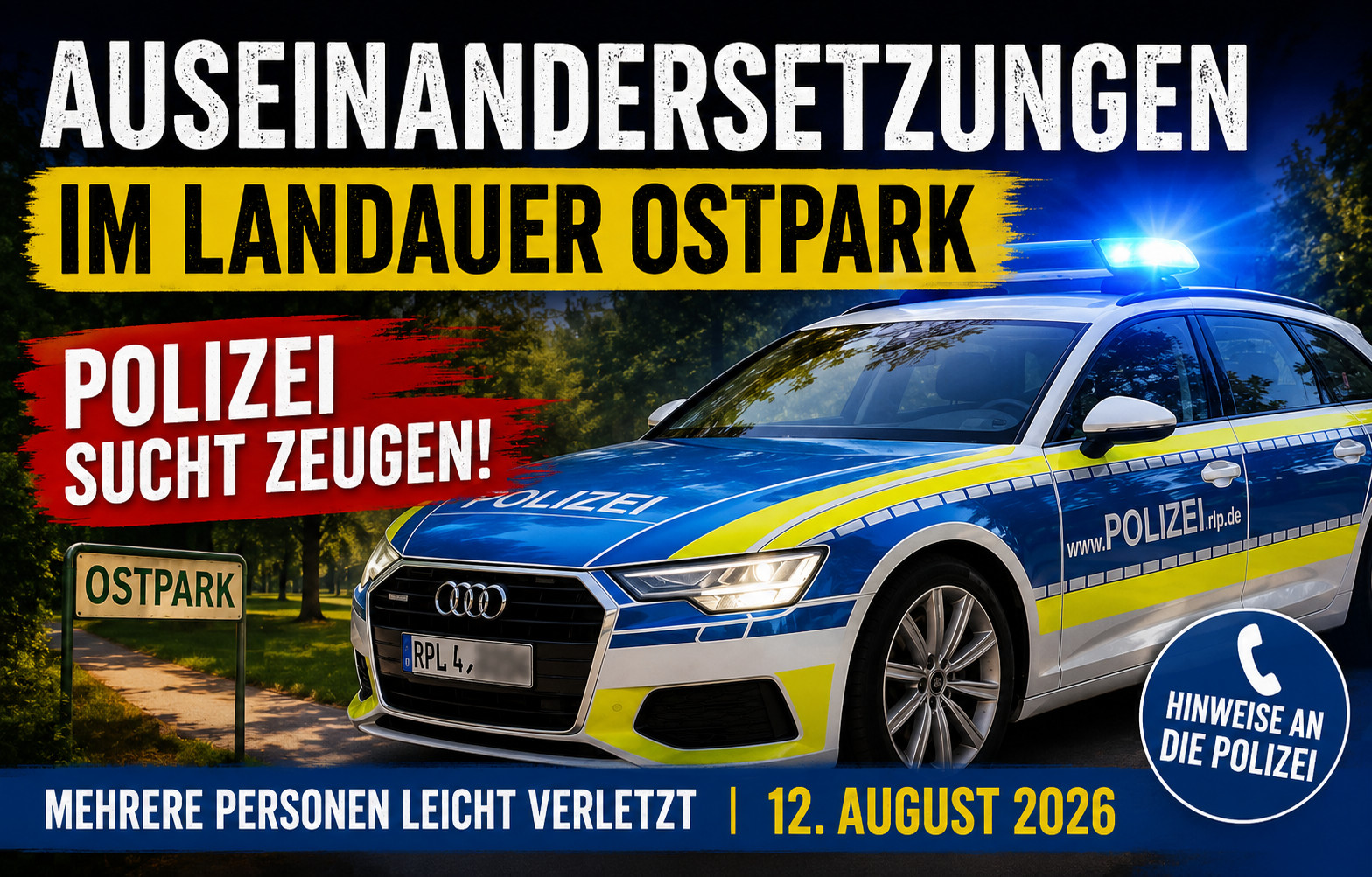 Auseinandersetzungen im Landauer Ostpark – Polizei sucht Zeugen