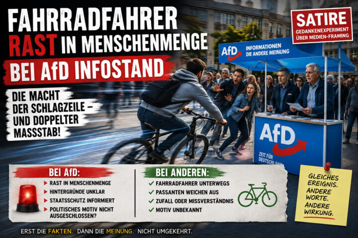 Fahrradfahrer rast in Menschenmenge bei AfD-Infostand