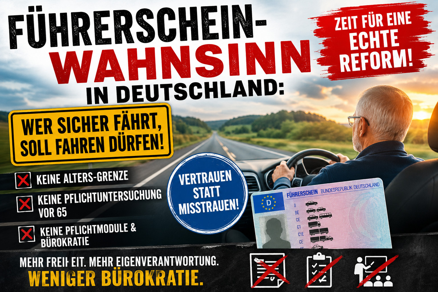 Führerscheinreform 2026: Schluss mit Altersgrenze, Pflichtuntersuchung und Führerschein-Bürokratie