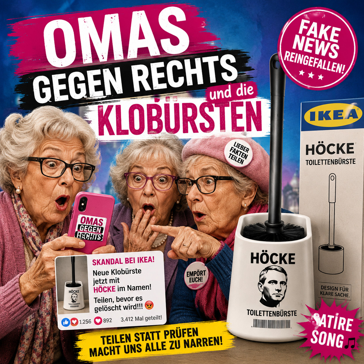 Omas gegen rechts und die Klobürsten: Satire-Song über Fake-News