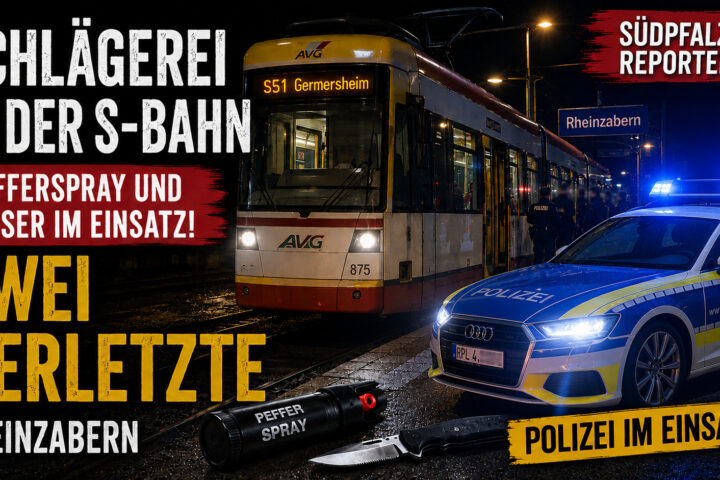 Schlägerei in S-Bahn bei Rheinzabern: Pfefferspray und Messer im Einsatz – zwei Verletzte