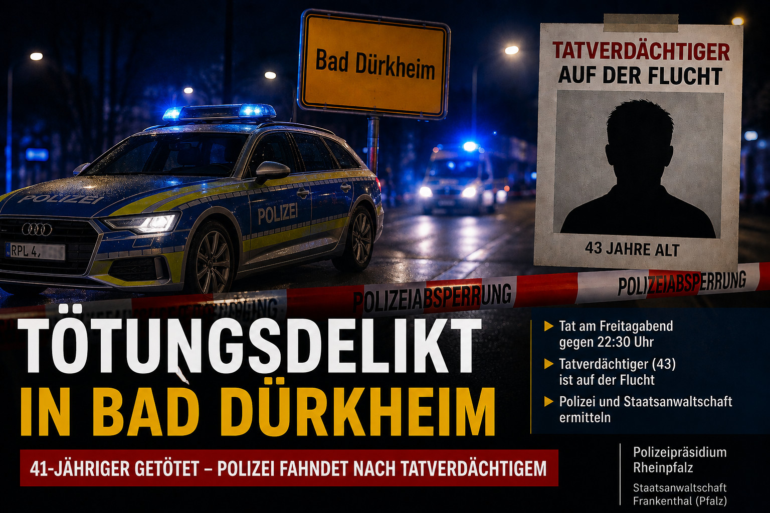 Tötungsdelikt in Bad Dürkheim: 41-Jähriger getötet – Polizei fahndet nach Tatverdächtigem