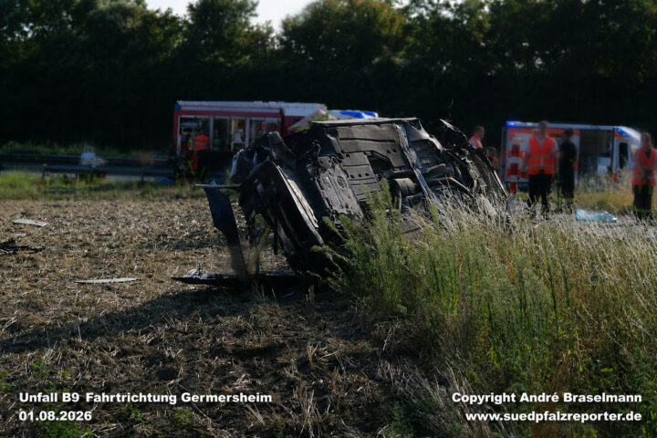 Schwerer Verkehrsunfall auf der B9 bei Rülzheim