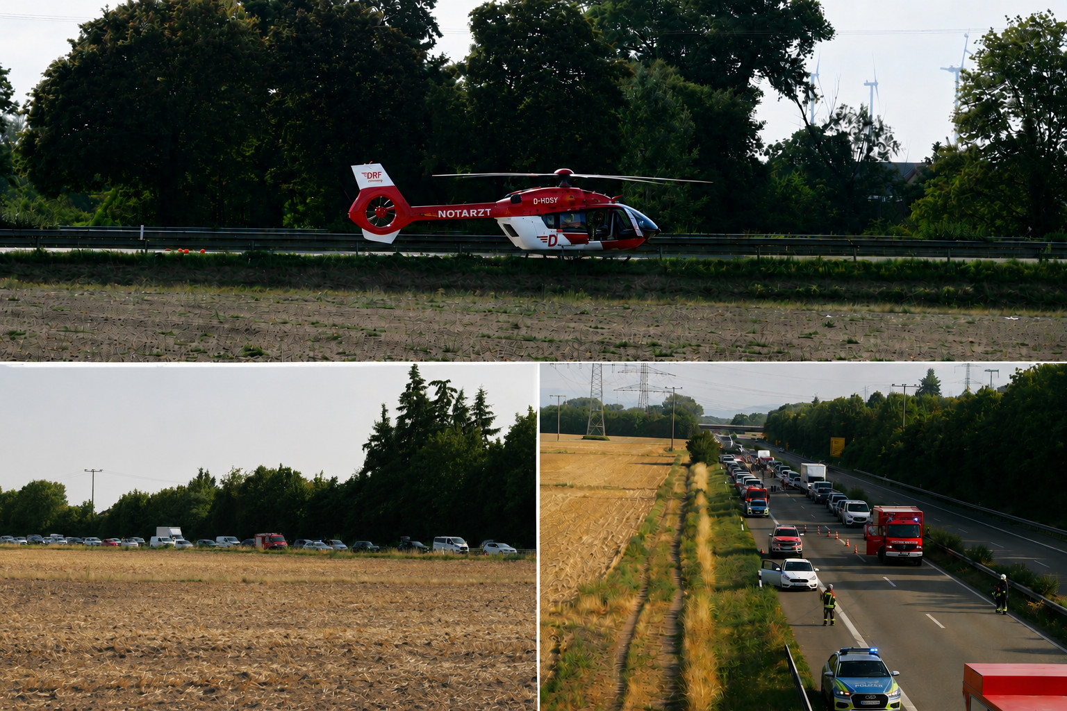 Schwerer Verkehrsunfall auf der B9 bei Rülzheim: Fahrzeug überschlägt sich mehrfach – Rettungshubschrauber im Einsatz