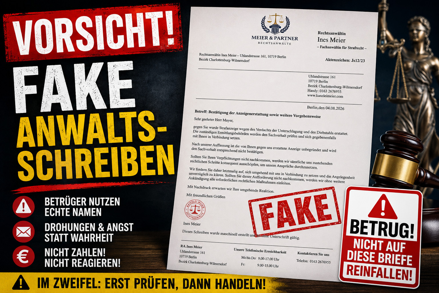 Vorsicht vor gefälschten Anwaltsschreiben: Wenn der Briefkopf Seriosität vortäuschen soll