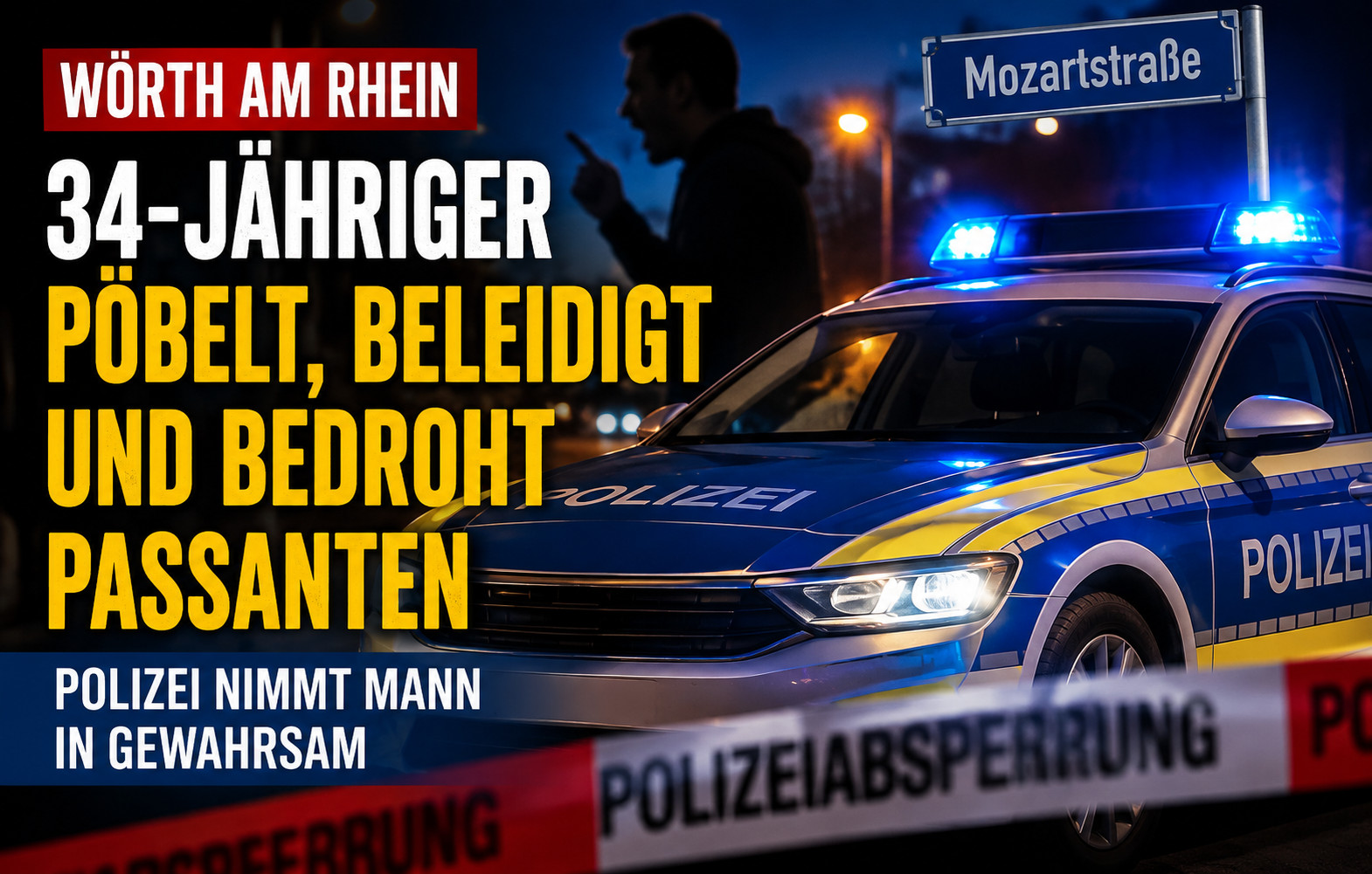 Wörth am Rhein: 34-Jähriger beleidigt und bedroht Passanten