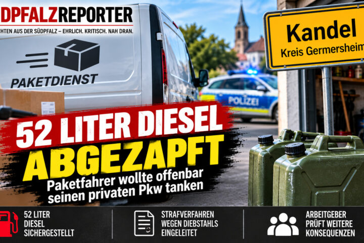 52 Liter Diesel abgezapft: Paketfahrer in Kandel unter Verdacht
